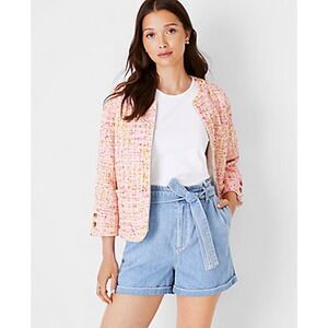 Ann Taylor Pink and Yellow Tweed Blazer